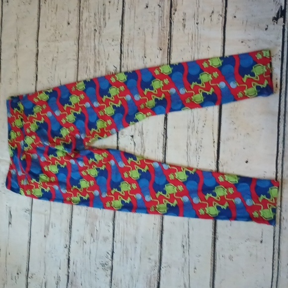 Lularoe Blue Red Green Kermit The Frog Leggings OS - Picture 7 of 7